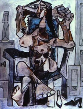 裸で座る女性 II 1959 年キュビスト パブロ・ピカソ Oil Paintings